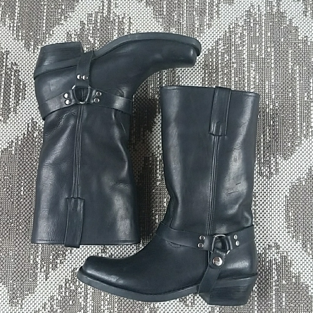 Dingo black leather moto boot size 9